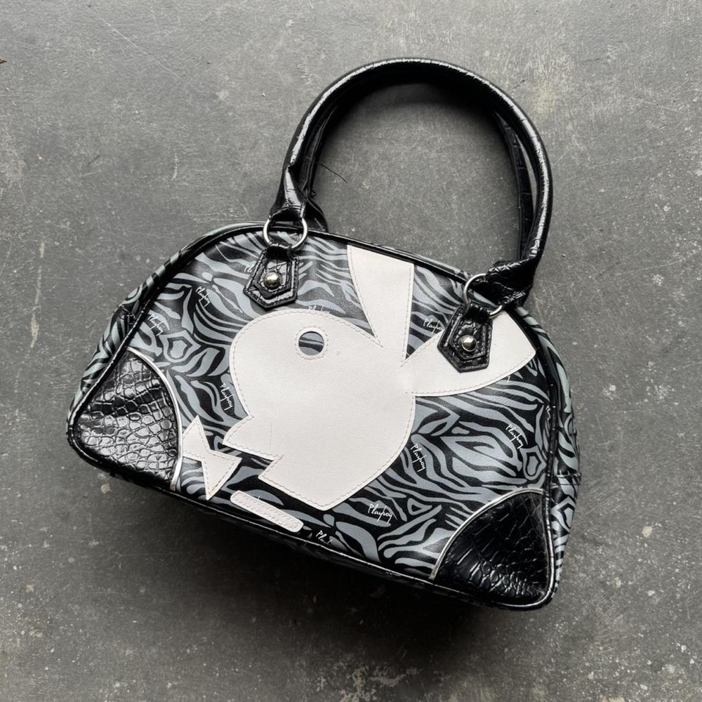 PLAYBOY Black and White Satchel
